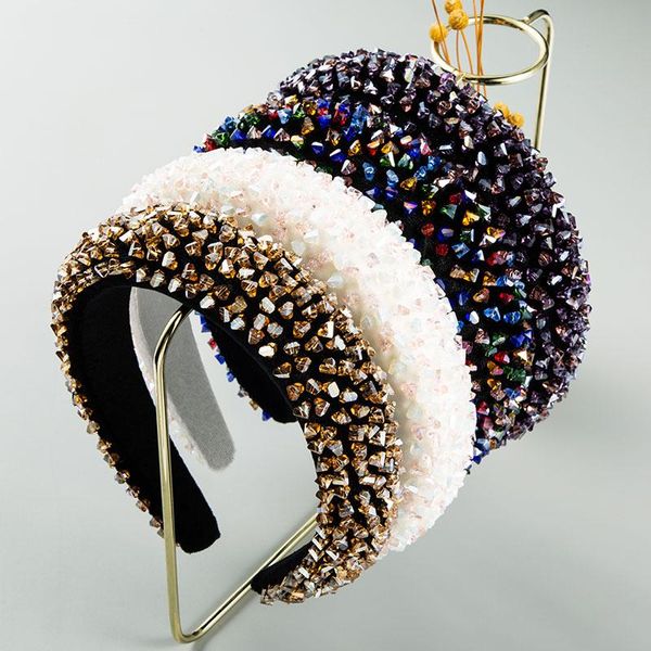 

hair clips & barrettes luxurious baroque full color crystal headband women's fashion rhinestone filled thickened band trendy accessorie, Golden;silver