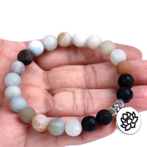 

bracelet sale matte beads lava stone lotus buddha om pendant bracelet, Golden;silver