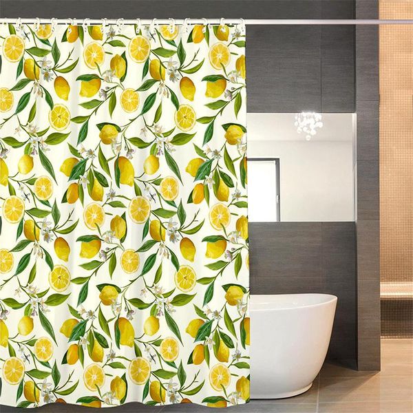 

yellow shower curtains gardenia waterproof polyester fabric ball type mildew proof elegant bathroom decoration curtain