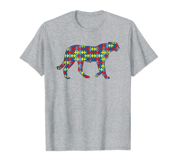 

cheetah autism awareness kids cougar puzzle day mom gift t-shirt, White;black