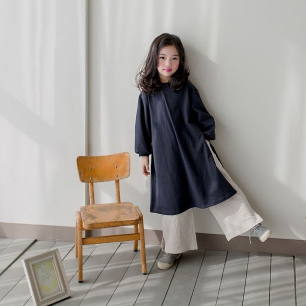 

girls dress pants casual cotton full solid long o-neck vintage dress bow wide leg pants mori girl simple style, Red;yellow