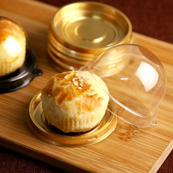 

other festive & party supplies 50 pcs round plastic cake box single individual moon tray boxes mooncake pvc food gift packaging