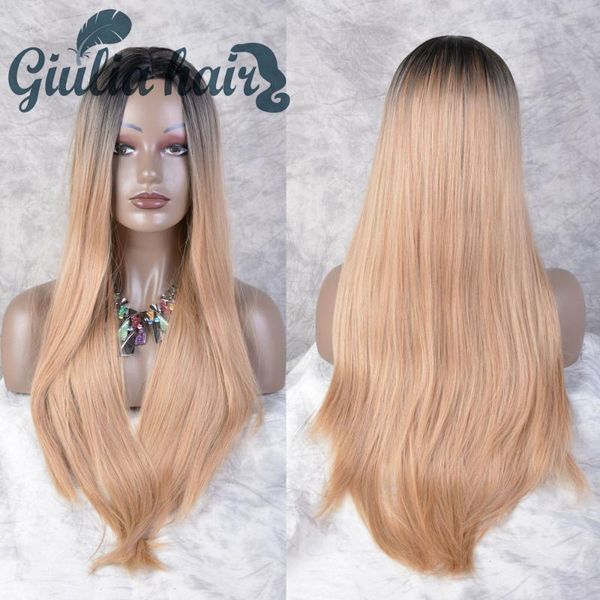 

synthetic wigs straight long wig ombre blonde for women black middle part cosplay hair giulia colorful