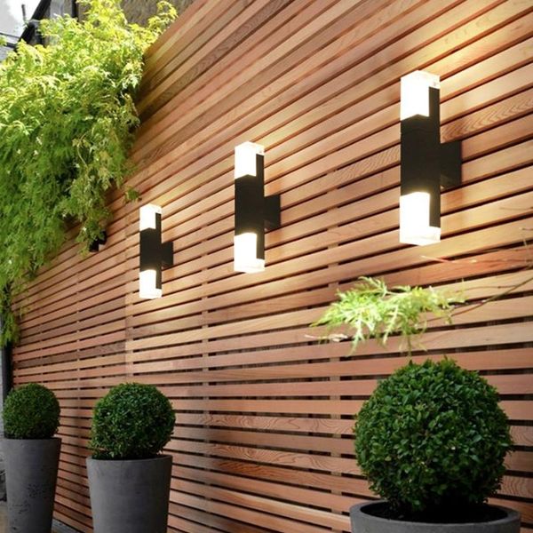 

1pc outdoor waterproof with motion sensor led wall lamp modern pillar light courtyard garden villa landscape lamps