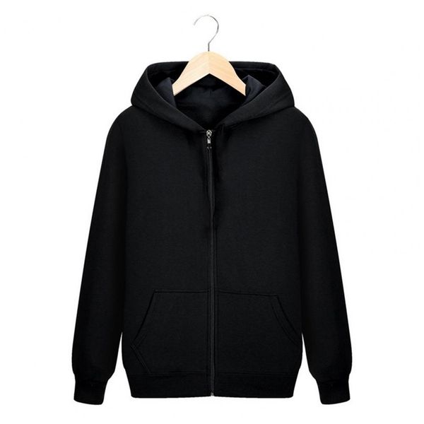 

hoody male casual winter long sleeve thicken zipper hoodie sport sweatshirt with pocket coat for spring 210813, Black