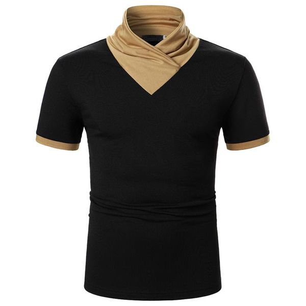 

men's polos casual men pullovers soft primer t-shirt short sleeve stand collar slim base slim-fit shirt camisas de hombre, White;black