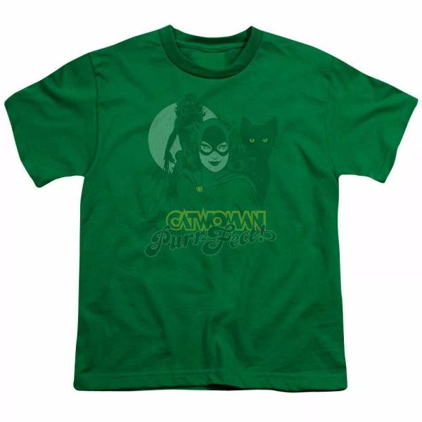 

Catwoman Perfect! Kids Youth T Shirt Licensed DC Comics Tee Kelly Green, White;black