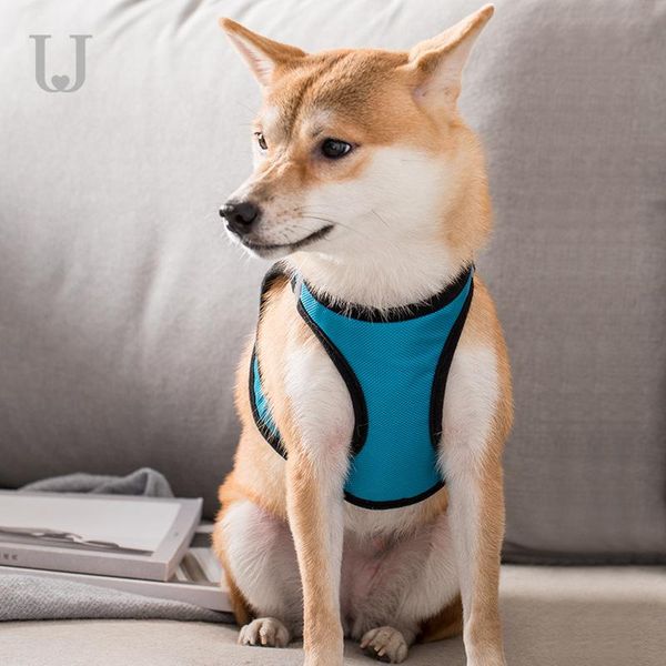 

breathable dog harness nylon mesh vest for dogs puppy pet collar leashes with reflective strip safe supplies collars &