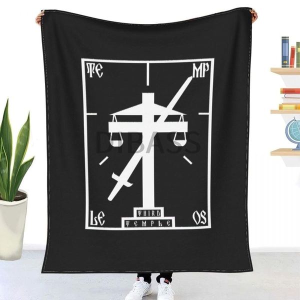 

blankets terry davis temple os retro logo throw blanket 3d printed flannel