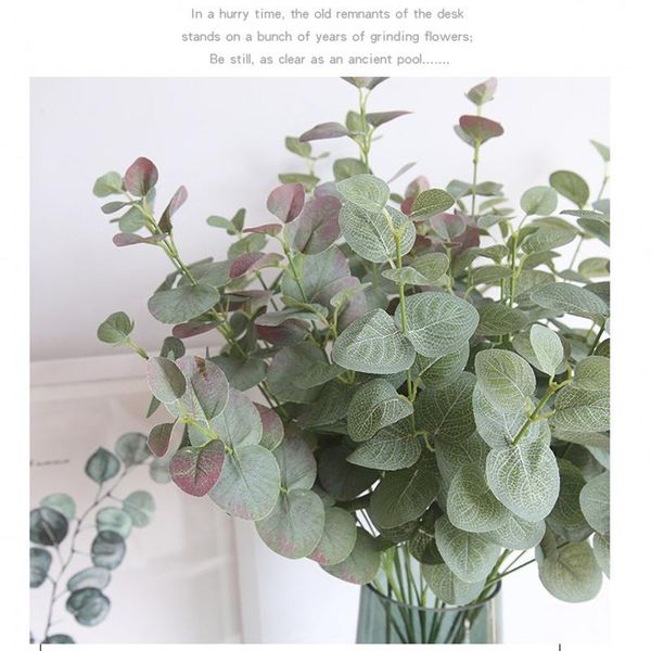 

decorative flowers & wreaths artificial leaves branch retro green silk eucalyptus leaf for wedding shooting prop home room plants faux fabri