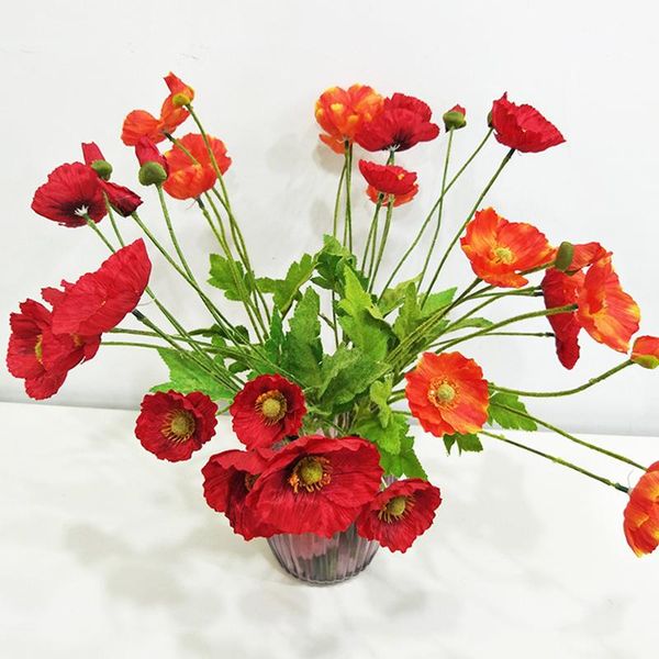 

50cm 4 head artificial poppy flower bouquet simulation small fake branch home garden decoration floral gift decorative flowers & wreaths