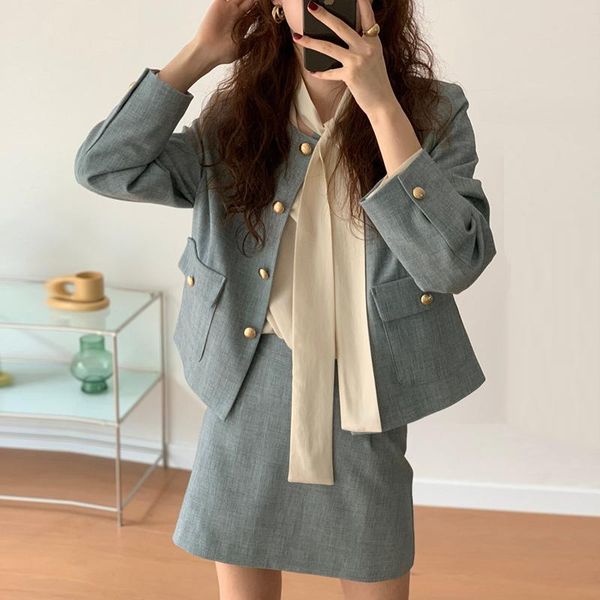 

women's jackets o neck vintage autumn 2021 woman coat korean style chic elegant all match loose women jacket double pocket casual cloth, Black;brown