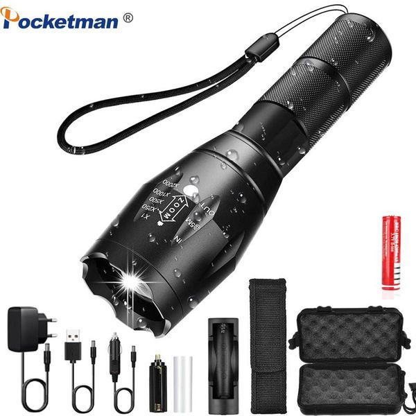

led ultra bright torch t6/l2/v6 camping light 5 switch modes zoomable bicycle use 18650 battery flashlights torches