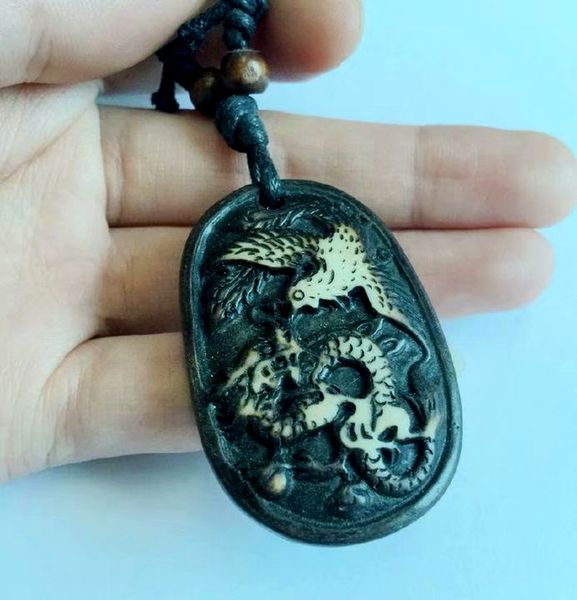 

12 pcs accessories carved dragon and phoenix cool boy men necklace gifts, Silver