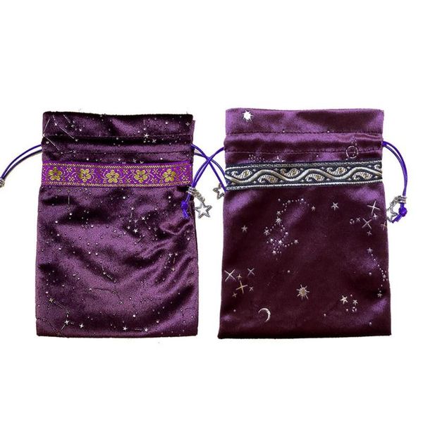 

storage bags starry sky pattern velvet tarot card bag board game mini drawstring package jewelry crystal 13x18cm