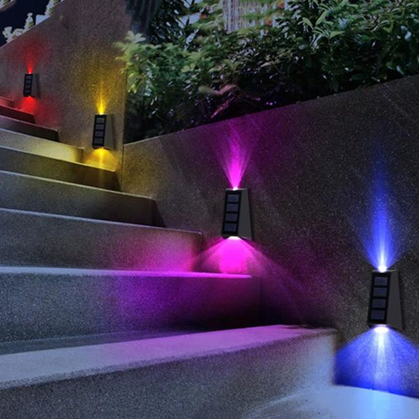 

outdoor wall lamps 2pcs waterproof led solar light garden sunlight powered street lamp up and down decoration for patio fence