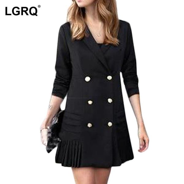 

women's jackets [lgrq] fit black slim lapel long sleeve double jacket arrival women casual coat stylish tide autumn winter 2021 19d2671, Black;brown