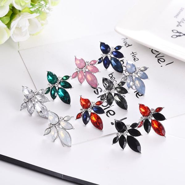 

stud lubov fashion acrylic opal stone earrings women rhinestone decoration piercing trendy christmas party jewelry, Golden;silver
