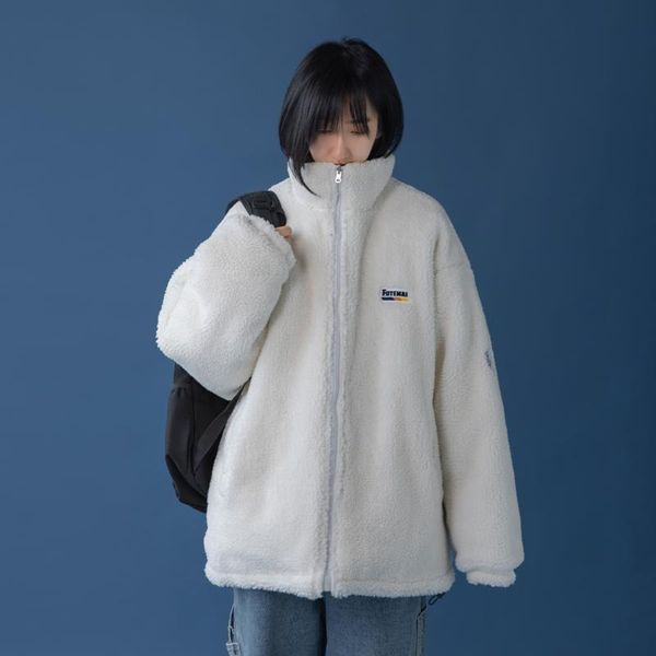 

women's jackets lamb velvet double-sided cotton-padded jacket women 2021 autumn and winter style loose leather thick, Black;brown
