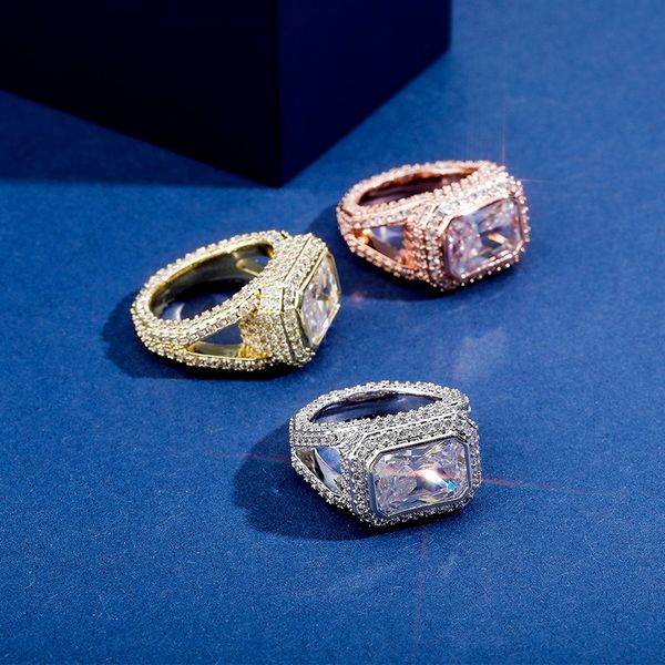

hip-hop ring full of zircon men and women trendy electroplating ring, Silver