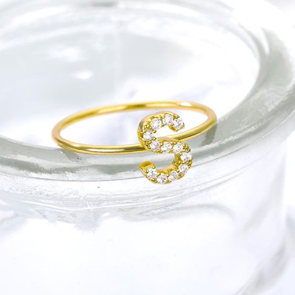 

wedding rings elegant jewelry a to z initial letter for women cz crystal rhinestone zircon 26 alphabet finger ring bague anillos mujer, Slivery;golden