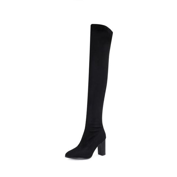

boots big size suede thigh high knee over the women ladies boots shoes woman winter, Black