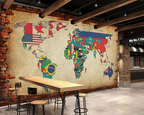 

wallpapers retro vintage brick wall custom 3d bar wallpaper restaurant ktv mural living room picture