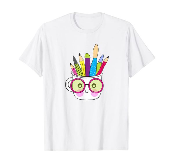 

back to school - cute cup pen gift for kids t-shirt, White;black