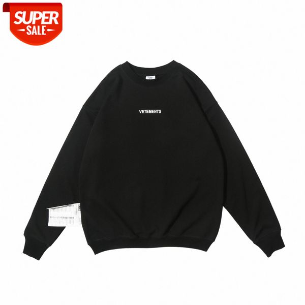 

large wash label letter logo printing men and women loose round neck sweater brand sweatshirt #1d6a, Black