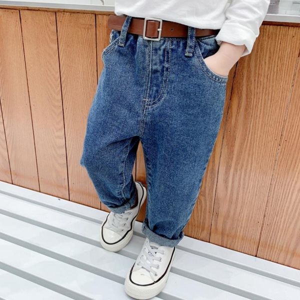 

jeans for girls solid girl with belt casual style autumn winter toddler clothes, Blue