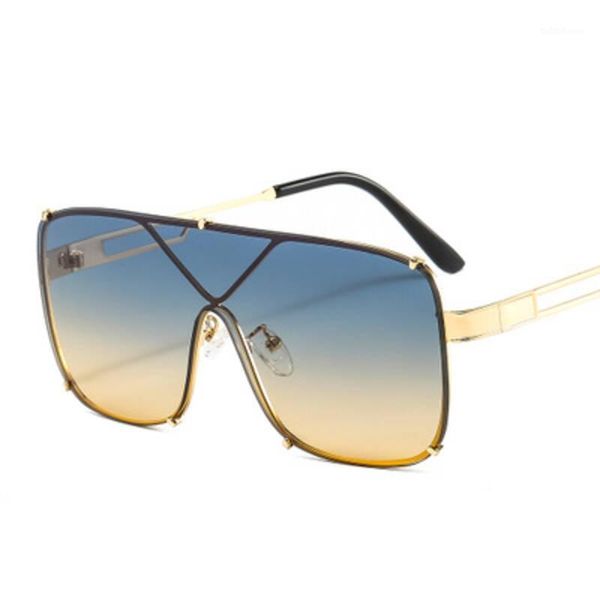 

oversized square one piece sunglasses women 2021 designer fashion large frame sun glasses men windproof shades1, White;black