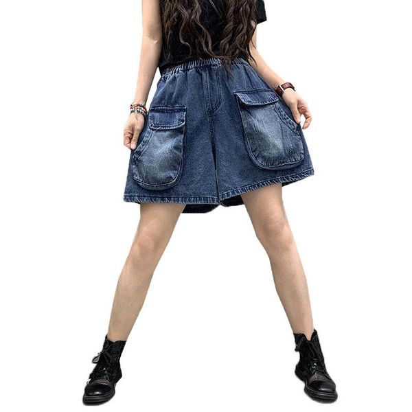 

women's shorts summer high waist denim jeans women korean waisted wide leg female thin elastic streetwear lady, White;black