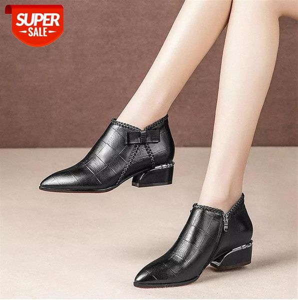 

ankle boots women platform lace up buckle shoes thick heel pointed winter warm short boot casual gingham boot plus size 42 #pv63