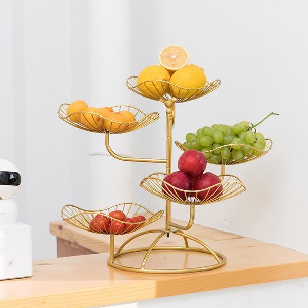

modern fruit bowl living room household five-layer simple wrought iron multi-layer high-end small delicate storage bottles & jars