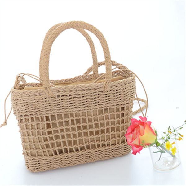 

rattan capacity designer wicker 2021 straw hand woven mesh holiday travel one shoulder portable fashion women's bag, Black;red
