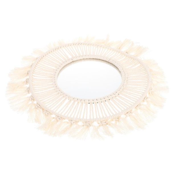 

mirrors 1pc bohemian style mirror wall hanging hand-woven macrame (beige)