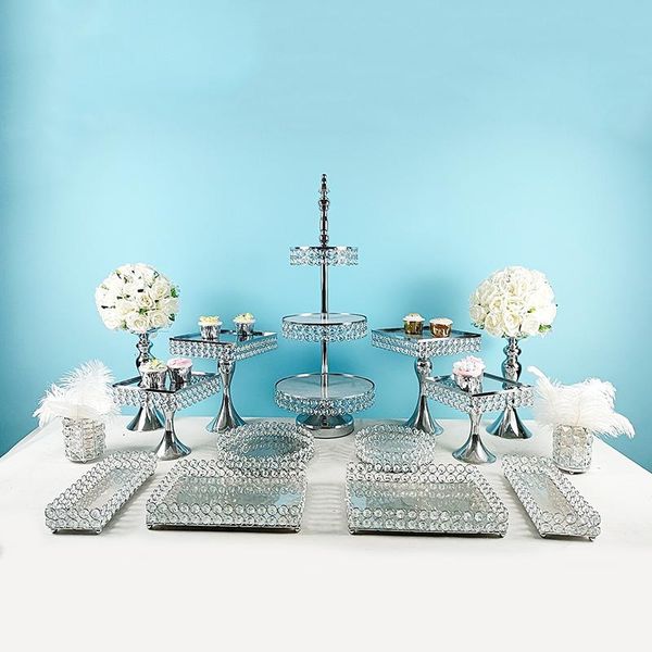 

other bakeware 3pcs -17pcs square cake stand high base cupcake plate party filming props dessert dish wedding tray decoration display