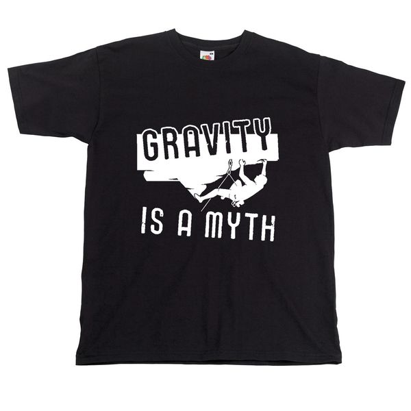 

gravity is a myth tshirt climbing t-shirt gift idea for climbers, White;black