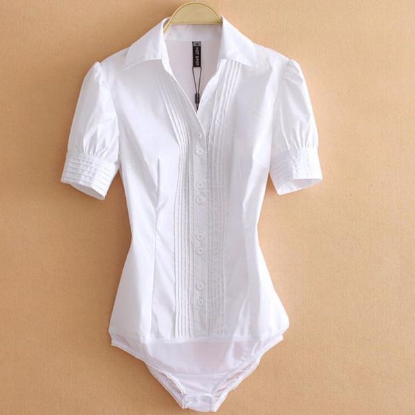 

plus size 3xl2021summer siamese shirt women short-sleeved slim offic lady ol blouse women's blouses & shirts, White