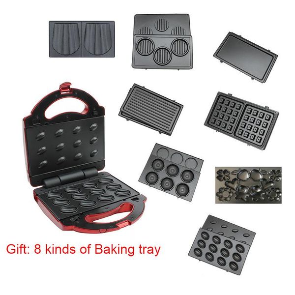 

bread makers 8 changeable plates multifunction electric egg waffle cake maker donut walnut machine ice cream cone sandwich iron toaster