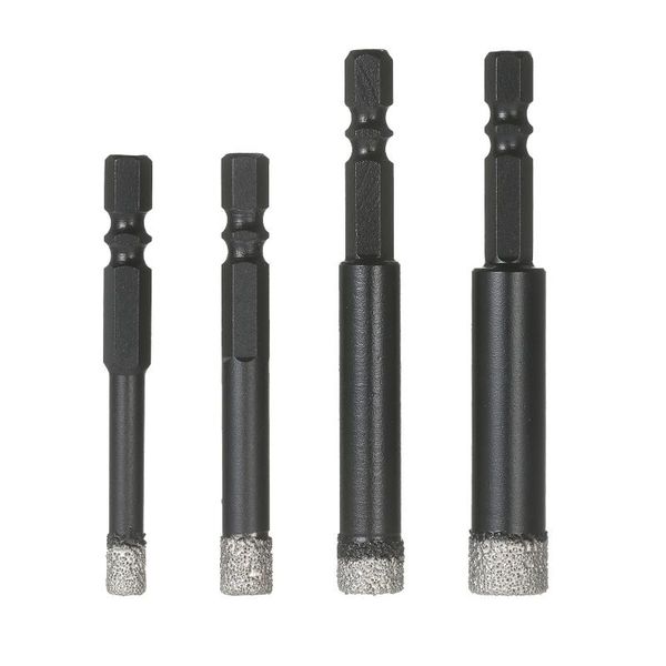 

professiona electric drills dry diamond hole saw 4-piece drill bit set 6mm 8mm 10mm 12mm with hex head cooling wax for porcelain tile