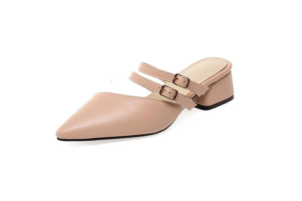 

spring small fresh thick with a baotou pointed sandals size code 31-47, Black