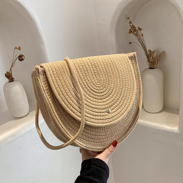 

evening bags 2021 chic summer round straw for women rattan bag handmade woven beach crossbody female message handbag totes