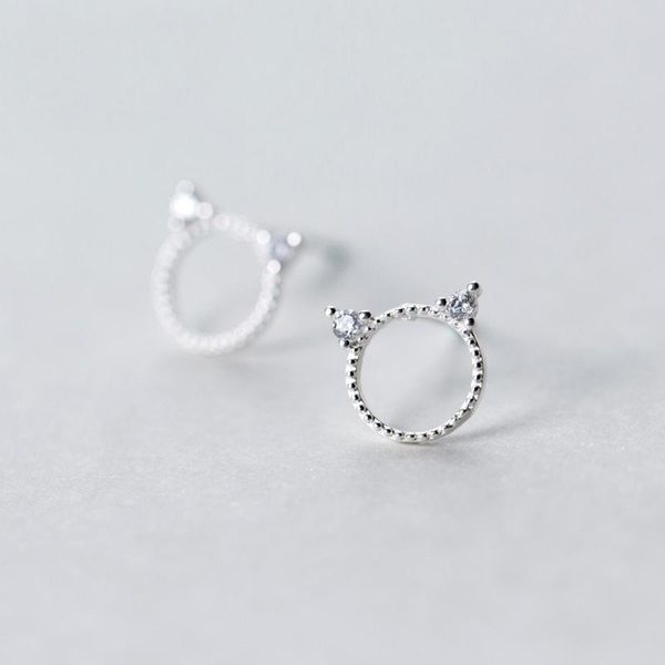 

stud style fashion 925 sterling silver cat earrings for women brincos jewelry, Golden;silver