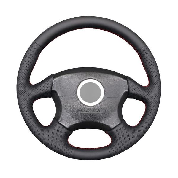 

steering wheel covers black genuine leather hand-stitched car cover for impreza wrx 2002 2003 2004 sti