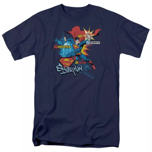 

superman abilities t-shirt dc comics sizes s-3x new, White;black