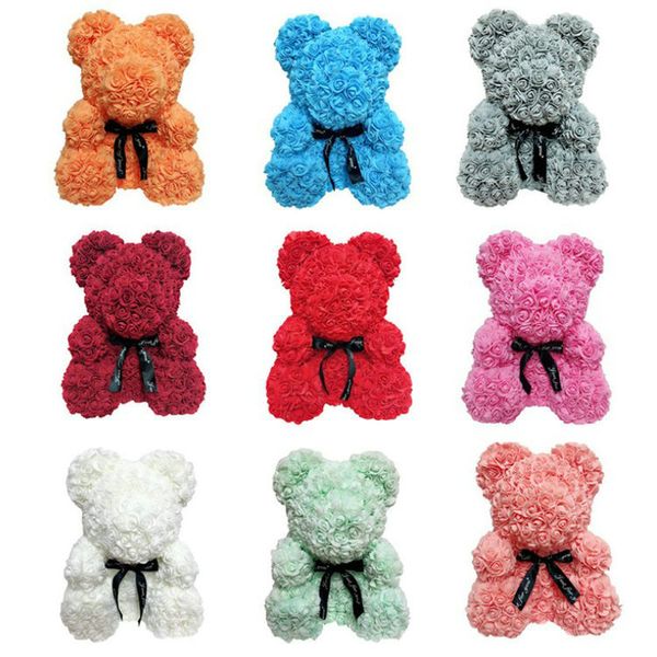 PE plástico artificial decorativo flores urso 16 cores espuma rosa flor peluche dia dos namorados presente de presente de aniversário decoração de primavera da mola pacote opp