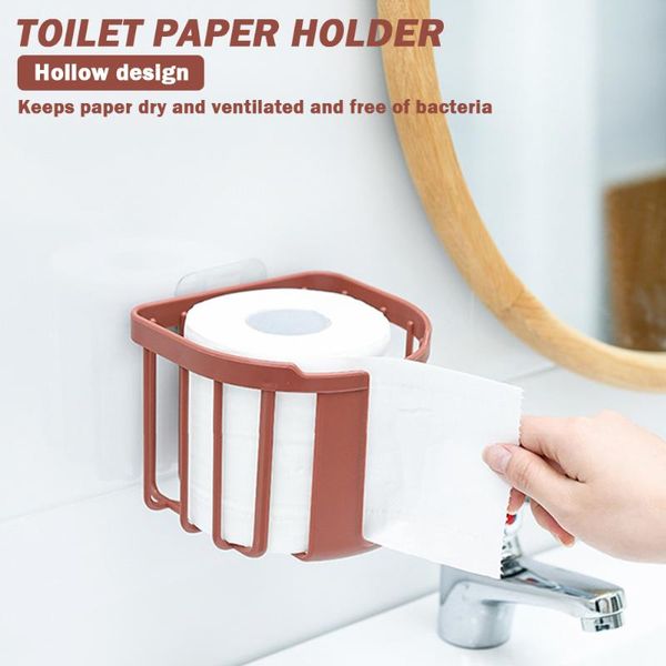 

toilet paper holders roll holder wall mounted shelf rack simple punch self-adhesive tissue hanger storage