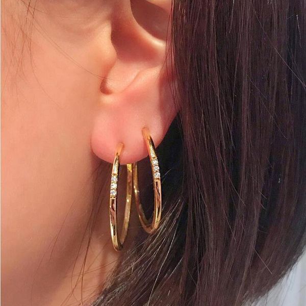 

fashion round geometric gold pendant hoop earrings women party classic crystal gem jewelry accessories & huggie, Golden;silver
