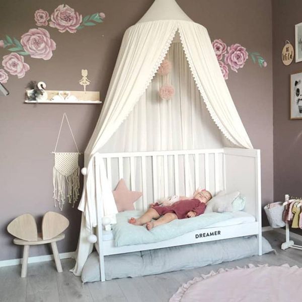 

crib netting chiffon baby room mosquito net kid bed curtain canopy round tent 240cm decoration bedroom girl cot